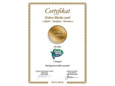 The “Good Brand 2016 – Quality, Trust, Reputation” award for Eco Line products.