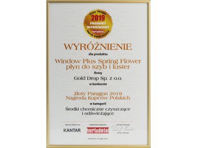 Диплом в конкурсе «Золотой чек Награда польских покупателей 2019» для Window Plus Spring Flower