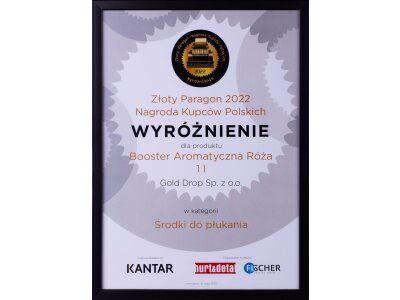 Goldener Kassenzettel 2022 (pol. Złoty Paragon 2022) – Preis der Polnischen Kaufläute Auszeichnung für Booster Aromatische Rose