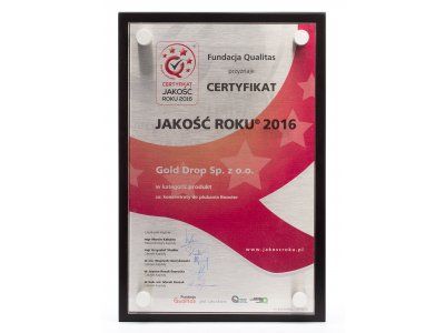 QUALITY PRODUCT OF THE YEAR 2016 in the Booster
