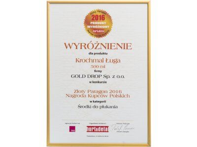 "Arany Számla 2016" a lengyel kereskedők díja a Ługa Original szintetikus keményítőnek az öblítőszerek kategóriában.