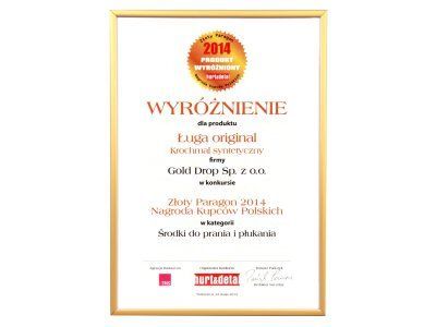 "Arany Számla 2014" a lengyel kereskedők díja a Ługa Original szintétikus keményítőnek a mosó- és öblítőszerek kategóriában.