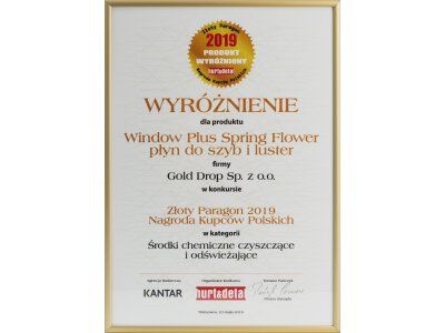 Wyróżnienie w konkursie Złoty Paragon Nagroda Kupców Polskich 2019 dla Window Plus Spring Flower