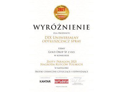 Złoty Paragon 2021 - distinction for DIX Universal Degreaser