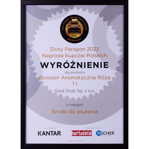 Złoty Paragon 2022 – Nagroda Kupców Polskich wyróżnienie dla Booster Aromatyczna róża